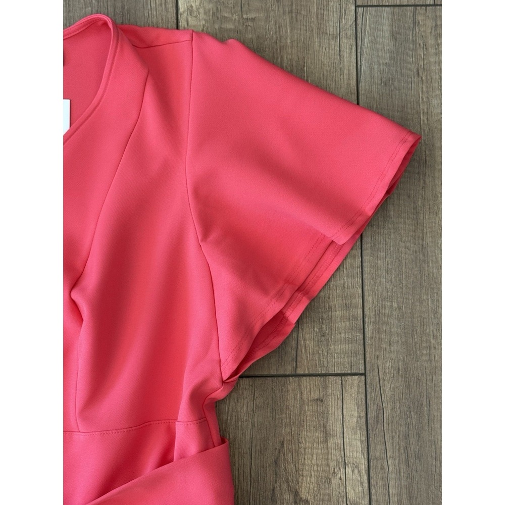 NWT Lane Bryant Pink Midi Dress Size 16 Tie Waist Pockets Flutter Sleeve - Picture 4 of 13